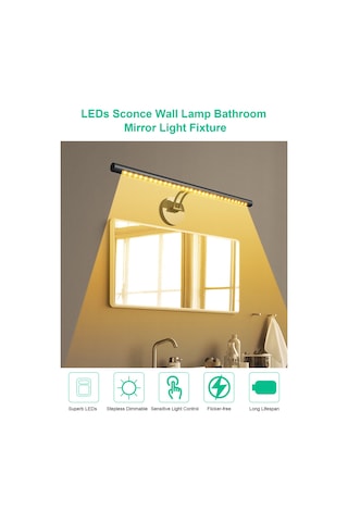 Xiyyadms 25cm Usb Led Ayna Işığı - Dokunmatik Kontrol, Sürekli Parlaklık Ayarlama, 3 Renk Tonu Ve Açı Ayarlı