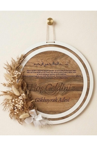 Ahşap Kişiye Özel Kapı Süsü Beyaz Hediyelik