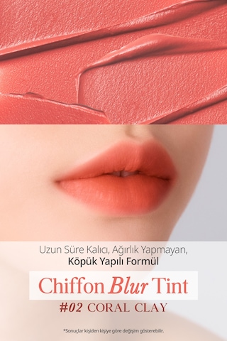 Pürüzsüz Ve Kadifemsi Dokulu, Doğal Görünüm Sunan Tint Clıo Chiffon Blur Tint 02 Coral Clay 02