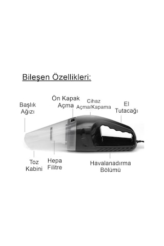 Reidan Çakmaklık Girişli Islak - Kuru Toz Temizleyici Oto Araç Süpürgesi