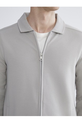 Lcwaıkıkı Classic Gri Standart Kalıp Polo Yaka Erkek Fermuarlı Sweatshirt