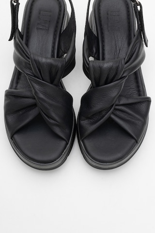 Luvishoes Luvi Shoes Oara Siyah Cilt Hakiki Deri Kadın Sandalet Siyah Deri