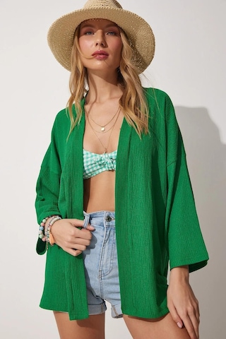 Trend Alisse Kadın Yeşil Bürümcük Kimono Ceket-düz Benetton Yeşili Yeşil