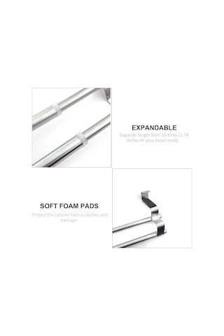 Tenfowee Genişletilebilir Paslanmaz Çelik Büyük Kapasiteli 26.5-40cm Dolap Üstü İki Barlı Havlu Rakımı - Mutfak Ve Banyo İçin Diğer