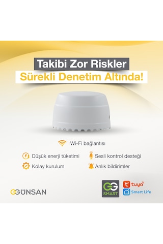 Günsan Akıllı Wifi Su Kaçağı Dedektörü Zemin Tuya & Smart Life Uyumlu