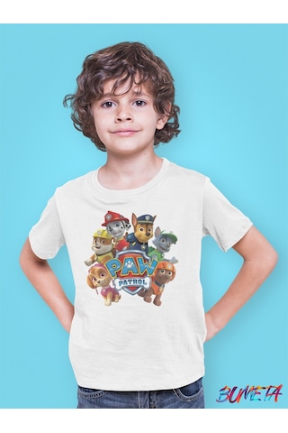 Bumeta Paw Petrol Chase Rocky Rubble Skye Zuma Karakter Characters Çocuk Tişört T-shirt Beyaz