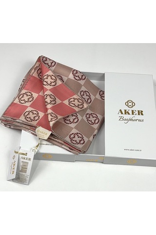 Aker Bosphorus Çift Taraflı İpek Twill Eşarp 89147112 Vizon-nar