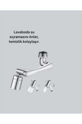 Esnek 1080 Musluk Başlığı 3 Eklemli Hareketli Su Modlu Lavabo Aparatı Gümüş