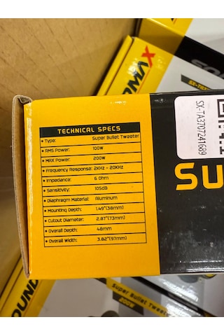 Sx-ta37 Çifti 400wat-200w Rms 10 Cm Dome Tweeter Tiz Yeni Model