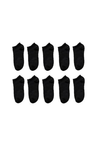 Nacar Store Kadın 10 Lu Paket Siyah Düz Patik Çorap