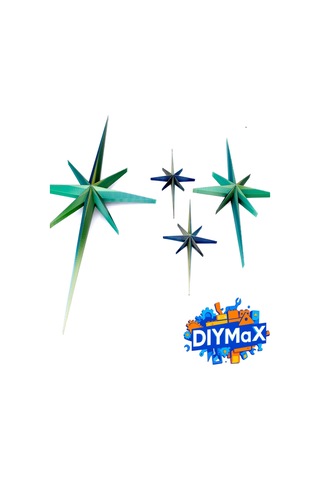 Yıldız Duvar Dekoru 4'lü Set Mid-century Modern Starburst Dekoratif Duvar Süsü - Sari Sarı