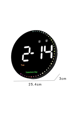 Hpy Pazar 10" Led Yuvarlak Dijital Duvar Saati Kumandalı Çok Renkli