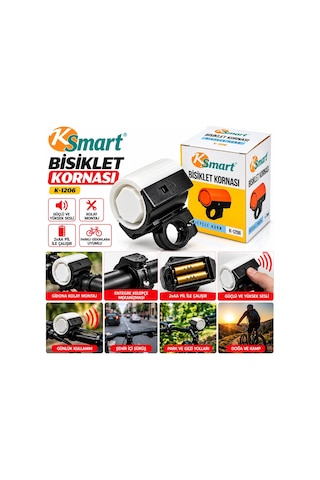 Bisiklet Kornası - Zil 2xaa Pilli Güçlü - Yüksek Ses K-1206 5468 Çok Renkli