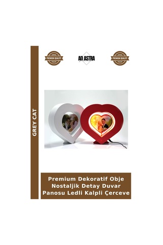 Premium Dekoratif Obje Nostaljik Detay Duvar Panosu Ledli Kalpli Çerceve