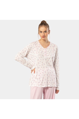 Türen Empirme Patlı Battal Uzun Kollu Pijama Takım 3366/pembe 001