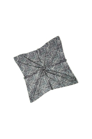 Ebruli Pamuklu Etnik Desenli Soft Eşarp 90x90 Cm Gri - Siyah