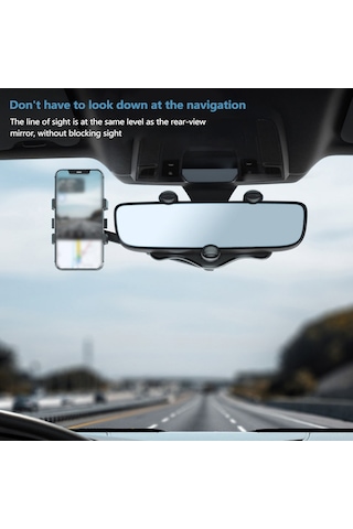 Symbee Siyah Araba Gözlük Aynası Telefon Tutucu - 360 Dönebilen Abs Malzeme - 60-90mm Telefon Genişliği Siyah