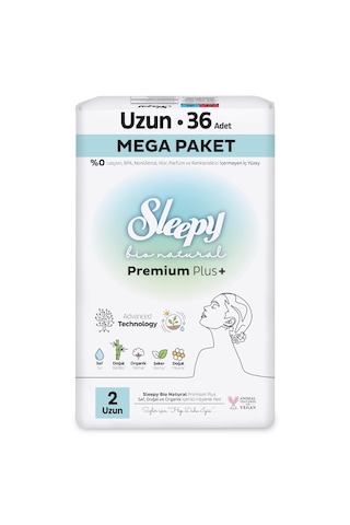 Sleepy Bio Natural Premium Plus Hijyenik Ped Mega Uzun 36 Adet