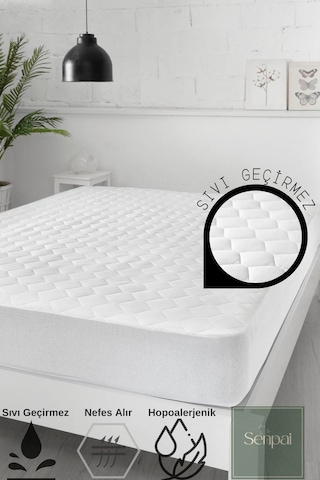 Kapitoneli-microfiber Fitted %100 Sıvı Su Geçirmez Tek-çift Kişilik Yatak Koruyucu Çarşaf Alez Çocuk Beyaz