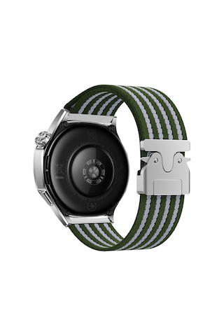 Galaxy Uyumlu Watch 46mm Mkst Krd-133 22mm Naylon Kumaş Hasır Örgülü Kordon - Yeşil