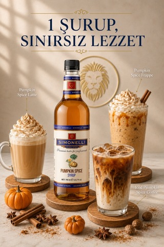 Simonelli Pumpkin Spice Bal Kabaklı Baharat Aromalı Kahve ve Kokteyl Şurubu 700 ML + Şurup Pompası - Pumpkin Spice Latte Frappe ve Sıcak Soğuk Kahve Şurubu
