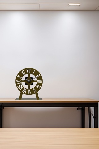 Roma Model Metal Lazer Kesim Akar Sessiz Mekanizmalı Masa Saati Gold