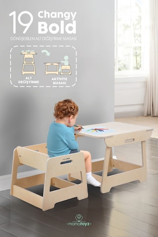 Bebek Alt Değiştirme Kulesi Baby Changing Tower Natural