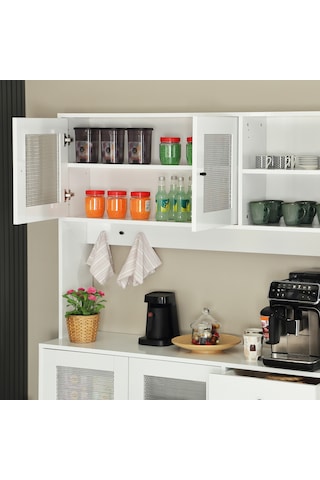 Pasific Home Grano Kahve Köşesi Çok Amaçlı Kiler Dolabı, 140 cm, Parlak Beyaz
