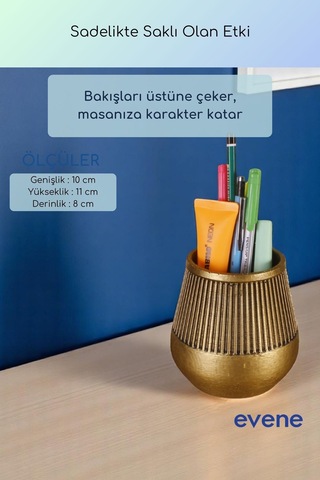 Kalemlik Masa Kalemliği Organizer Kalemlik Altın Eskitme Renk Model 88 Çok Renkli