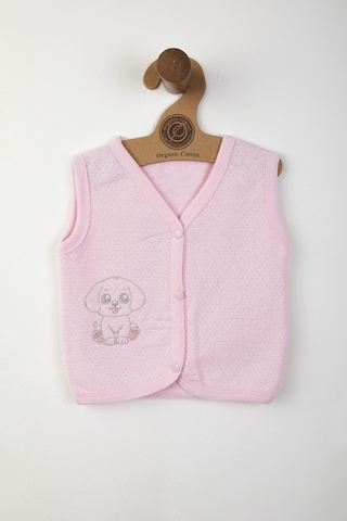 Baby Shez %100 Organik Pamuklu Yenidoğan Kız Erkek Bebek Yelek Mevsimlik 3-6 6-9 9-12 Ay Pembe