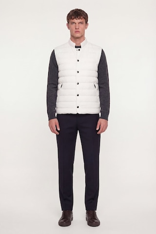 Giotelli Erkek Beyaz Dar Kesim Slim Fit Dokuma 6 Drop Bomber Yelek