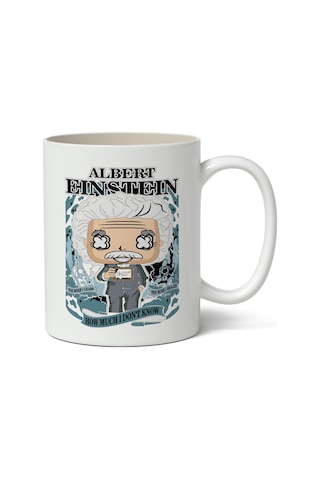 Albert Einstein Temalı Beyaz Kupa Bardak Arkadaşa Sevgiliye Hediye Beyaz