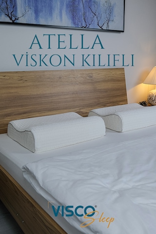 Visco Yastık Ortopedik Yastık Boyun Destekli Visco 60x40x14-12 Cm
