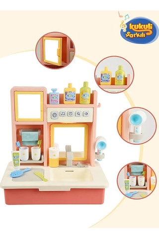 Kayyum Oyuncak Kukuli Şarkılı Eğitici Modern Banyo Seti  Pembe
