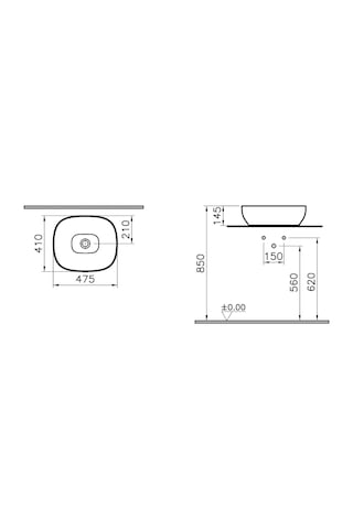 Vitra 5994B403-0016 Outline Kare Lavabo Vitra Clean 48 CM Beyaz