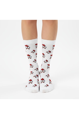 Gost Liria Chicken Socks Desenli Unisex Soket Çorap Beyaz