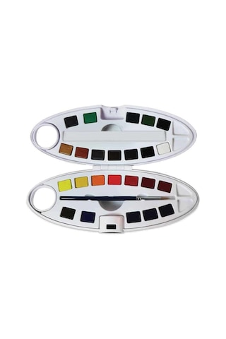Pebeo Aquarelle Fine Yarım Tablet Suluboya Seti 24lü Plastik Oval Kutu 300102 Standart