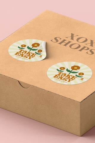 Take It Easy Çiçekli Yuvarlak Sticker Etiketi 3x3cm St2402 Çok Renkli