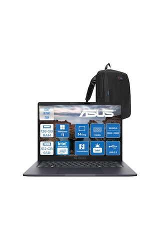 Asus ExpertBook B5 B5405CCA-U716512B1D-H32 Ultra 7 255H 128 GB 512 GB SSD 14" W11H Dizüstü Bilgisayar + Zetta Çanta