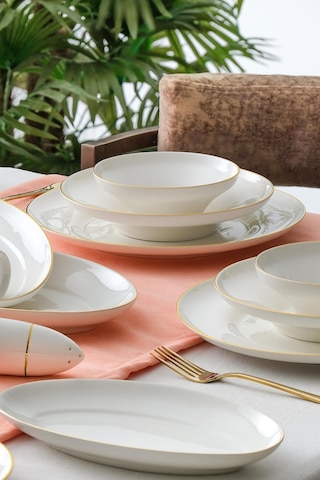 Mallory 54 Parça 12 Kişilik Gold Porselen Yemek Takımı