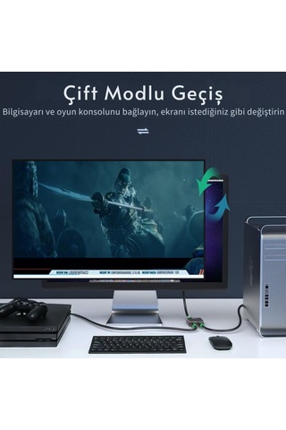 Essager 2in1 Çift Yönlü Hdmı Switch Adaptör, 4k 60hz, Çift Ekran Bağlantılı Çevirici, Tv,pc,projektör