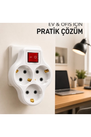 Kablosuz Priz Çoğaltıcı 3 Çıkışlı Anahtarlı Kompakt Duvar Tipi Çoklayıcı Diğer