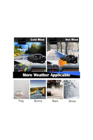 Boatshop1 Siyah 12v 150w Soguk Ve Sicak 2si 1 Arada Donerli Portatif Araba Isitici Fan Yaglik Cozucu Tutacakli