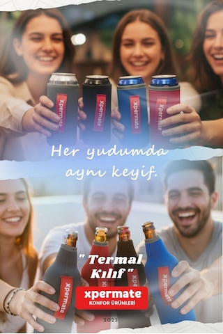 Xpermate Termal İçecek Kılıfı Sıcak & Soğuk Tutan Kutu Bira Termal Kılıf 0,5l Mavi