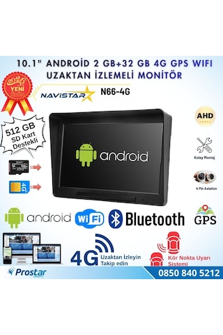 4g Uzaktan İzlemeli 4 Kanal Ahd 720p Android Wifi, Gps, Bluetooth 2 Gb + 32 Gb Ve 512 Gb Sd Kart Destekli Monitör