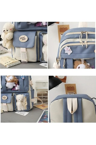 Youtek 5 Parçalı Şık Öğrenci Çantası Seti - Büyük Kapasiteli Ve Dayanıklı Not: Başlık 113 Karakter Sınırına Uygundur Mavi