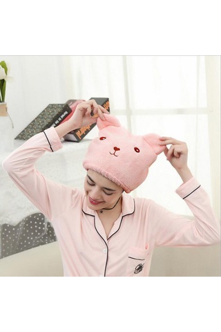 Honmex Yumuşak Süper Emici Kuru Saç Şapka, Banyo Kullanıma Uygun, Hızlı Kurutma, Yetişkinler İçin, Pembe Renkli Diğer