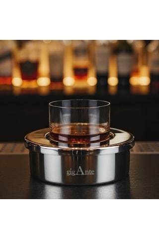 Gigante Deluxe El Yapımı Çelik Viski Soğutucu Ve Premium Viski Kadehi Seti Gümüş