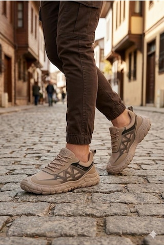 Pepita E097 Rahat Özel Tasarım Günlük Sneaker Erkek Spor Ayakkabı Kum