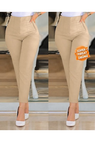 Alyn Wear Kadın Üste Oturan Paçası Bilek Üzerinde Biten Krep Kumaş Pantolon 36 S - 50 5xl Krem